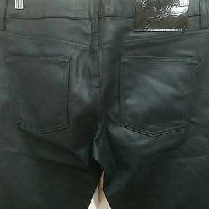 Naked and famous wax coated black jeans